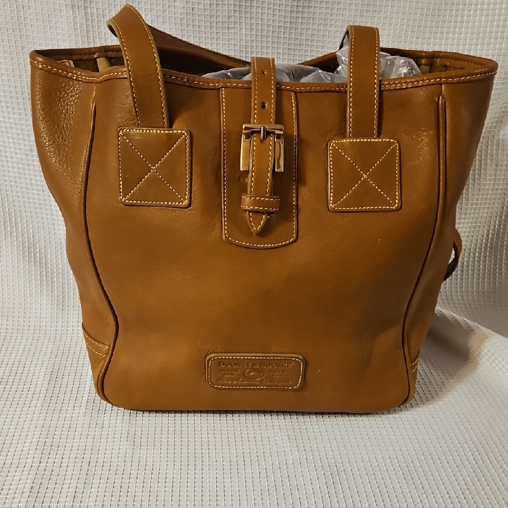 Dooney & Bourke Tan Leather Buckle Tote